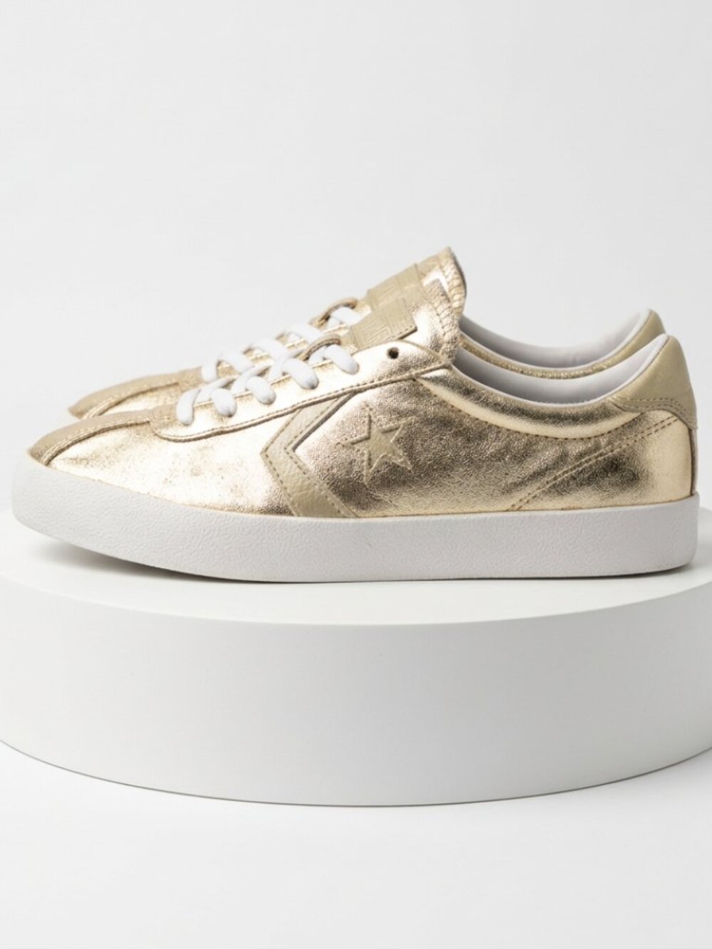 Converse Breakpoint Ox Metallic Gold Leather Low Top Sneakers - Size 8